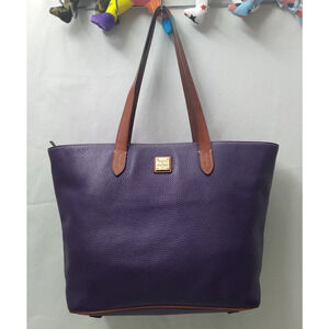 Dooney & Bourke Pebbled Leather Purple and Brown Tote Bag
